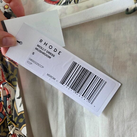 NWT Rhode Molly Lace Up Back Mini Dress in Mushroom Print Small - Picture 7 of 10